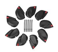 9 pcs Head Covers for Equipment | Resilient PVC Guards from Marks/Drops | Secure Red Clamp Design | Present for Sports Enthusiasts | Black Color
