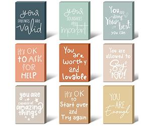 9 Pcs Mental Health Awareness Wall Decor, Positive Affirmations Signs for Therapist Office, Counselor Desk, Classroom & Home, Motivational Gifts for May Mental Health Month