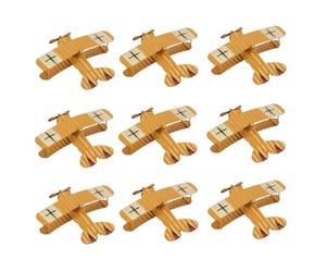 9 PCS Metal Airplane Decorations, Vintage Metal Planes Model Iron Biplane Model Retro Plane Aircraft for Christmas Birthday Home Decor Room Desktop Ornament Photo Props 3 Colors (Yellow)