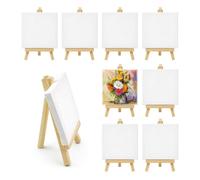 9 PCS Mini Chevalet avec Toile,HMCEY Petit Chevalet En Bois De Table | Toile 10 X 10 CM,Chevalet 8 X 15 CM,Chevalet De Forme Triangulaire En A,Stable,Pour La Décoration Et Les Loisirs Créatifs