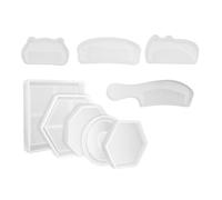 9 Pcs Moule En Silicone Artisanat Moule En Résine Époxy, 5 Pcs Coaster Silicone Moule & 4 Pcs Peigne Série Moule