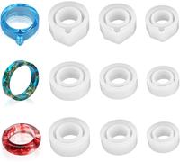 9 Pcs Moule Silicone Forme Bague,Moulage Bijoux Silicone Résine,Moules Époxy Cercle Tour Boucle D'oreille Bricolage Pour Décoration,Pendentif Cristal Courbé Artisanat Faisant Fournitures Pour Cadeaux