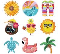 9 PCS Patch Thermocollant Thème de la Plage D'été, Patch Thermocollant Enfant, Patchs Broderie À Coudre, Patchs Thermocollants Vetement, Accessoires DIY pour Chapeaux, Vêtements, Jeans, Sacs À Dos