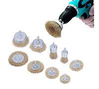 9 pcs perceuse brosse métallique, fil perceuse brosse outil roue fin tasse 1/10,2 cm tige hexagonale kit d'accessoires pour bois métal