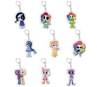 9 Pcs Porte Clés World for Dandys Cartoon Figurine Dandys Keychain Pendentifs Decoration Acrylique Porte Clef Set