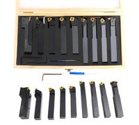 9 pcs Porte Outil De Tournage Tige Tour Set 20x20 mm Barre Forage Réversible D'Alésage Tournage Kit Carbure Multifonctionnel Support Serrage en Acier Alésoir Carbure Clés Pour Outil Tour Bricoleurs