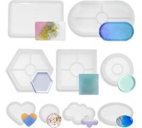 9 Pcs Silicone Molds Epoxy Resin Molds Reusable Silicone Tray Tray Silicone Mold For Coasters Diy Home Decoration