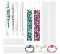 9 pcs Stylo Signet Moules en Résine avec 20 Lanière, VEINARDYL Rectangle Moulage en Silicone et Stylo à Bille Résine Époxy Moule avec 20 Chaîne pour Bricolage Signet Pendentif Bijoux Porte-clés