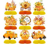 9 Pices Centres de Table en Nid d'Abeille d'Automne Dcoration de Fte Bonjour Automne Baby Shower Citrouille Tournesol Topper Dcoration de Tab