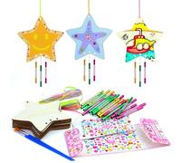 9 Pièce Kit de Bricolage pour Étoile de Noël avec 27 Tubes de Pipe de Sac et Autocollants,Carillons Éoliens En Forme D'étoile, 3D Étoile Carillon à Vent,Pour Anniversaire