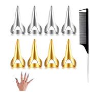 9 Pièce Meches pour Tresses Africaine Outil,Peigne Cheveux Bouclés Bague Plaquage Griffe Coiffure,Meche Tresse Afro Comb Doigts Anneau Outils de Cheveux Séparation Coiffeur Peigne Fin Tresse Anneau