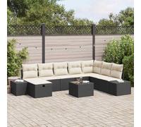 9-Piece Outdoor Patio Furniture Set, Modular Garden Sofa Sectional with Waterproof Storage Ottoman and Coffee Table, Black All-Weather Wicker Rattan Conversation Set for Terrace, Backyard, Poolside
