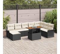 9-Piece Patio Furniture Set with Cushions, Outdoor Garden Sofa Sectional Conversation Set, Modern Wicker Rattan and Steel Frame, Water-Resistant Black Cream Cushions for Backyard, Terrace, Poolside