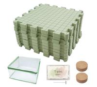 9 Pièces 32x32 Cm Ensemble De Tapis De Blocage De Tricot En Mousse Avec 100 Pièces Épingle En T De 38 Mm Et Coussin D'aiguille En Bois Pour Les Carrés De Grand-mère Faisant Une Planche De Tissage