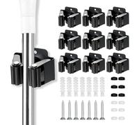 9 Pièces Accroche Balai Mural, Noir Porte Balais Mural, Support Balais Mural, Porte Balais Mural Sans Percage, Rangement Attache Balai Mural Supports de serpillère Pour Salle De Bain, Jardin, Garage