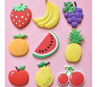 9 pièces Aimants de fruits de dessin animé mignons au hasard, ajoutez une touche de couleur et de fun à votre réfrigérateur avec des autocollants souples et créatifs ! Meilleurs cadeaux pour anniversa