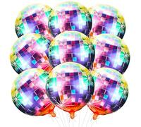 9 Pièces Ballon Disco Multicolore, 22 Pouces Ballon Aluminium 4D, Décorations de Fête Disco, Ballons Helium pour Anniversaire Thème Disco Carnaval 70 80 90 Fête