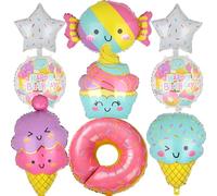 9 Pièces ballons en aluminium crème glacée,donut bonbons ballons,géant ballon candy ice cream donut foil balloons,pour décoration d'anniversaire enfant