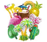 9 Pièces Ballons Fête Hawaïenne，Ballons en Aluminium Tropicaux, Géant Cactus Tropical Cocotier en Aluminium Anniversaire Décoration,pour Femme Fille Mariage Plage Été Thème Décor
