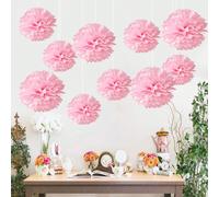 9 pièces Boules de fleurs en papier rose, décorations suspendues convenant pour les mariages, anniversaires, enterrements de vie de jeune fille, baby showers, Noël et autres occasions Taille UniquePap