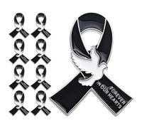 9 Pièces Broche Commémorative Noire de Ruban pour Funérailles | Alliage Soyeux et Infroissable, Fermoir Sécurisé, Symbole, Se Porte Vestes, Costumes, Revers ou Manteaux