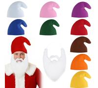 9 Pièces Chapeaux Nains, Bonnet de Nains avec Fausse Barbe, Coloré Chapeau d'Elfe, Chapeau de Gnomes pour Carnaval, Anniversaire, Halloween, Cosplay
