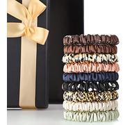 9 Pièces Chouchous en Soie Fins Élastiques à Cheveux en Soie Chouchous Porte-Queue de Cheval Bandes de Cheveux en Pure Soie pour Femme Fille Cadeau Coiffure (Vif, Couleurs Foncées)