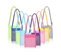 9 Pieces Colorful Mesh Beach Bags Mesh Bag Mesh Seashell Bags Storage Bag with Adjustable Strap for Treasure Shell Toy Storage, 9 Colors (delicate Sty