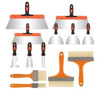 9 Pièces Couteau à Enduire, Spatule Enduit Set avec 4 Pinceaux, Spatules En Acier Inoxydable, Pour Enlever Le Papier Peint, RéParer Les Cloisons SèChes, Appliquer Du Mastic, Scotcher, Gratter PlâTre