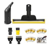 9 Pièces d'accessoires pour nettoyeur à vapeur, compatibles avec les accessoires de nettoyeur à vapeur Kärcher SC1, SC2, SC3, SC4, SC5 Buse de bec, brosse ronde, brosses de joint, rasoir de fenêtre