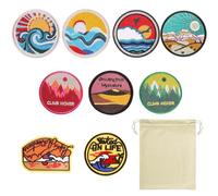 9 Pièces D'Autocollants À Repasser Scéniques, 1 Morceau De Sac De Rangement, Autocollants À Repasser, Autocollants À Repasser Pour Enfants, Autocollants Pour Sac À Dos