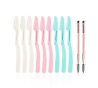 9 Pièces De Couteaux De Coupe De Sourcils Pliants Et 2 Pièces De Brosses À Sourcils, Outils De Beauté Portables, Coupe-Sourcils, Couteaux De Rasage Du Visage, Cosmétiques.