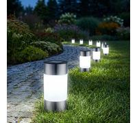 9 Pièces De Lampes Solaire LED En Acier Inoxydable Pour Véranda H 23,5 Cm
