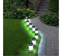 9 Pièces De Lampes Solaire LED En Acier Inoxydable Pour Véranda H 23,5 Cm