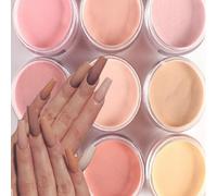 9 pièces de poudre acrylique nude, accessoires de poussière pour extension d'ongles 3D sculptés en couleur dégradée, kit de décoration d'ongles DIY pour débutants et salons, 9 couleurs set d'ongles ac