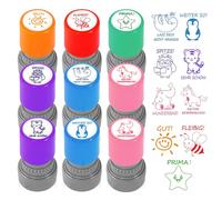 9 pièces de tampons pour enseignants, tampons auto-encreurs pour enseignants, éloge, encouragement, tampons pour enfants, évaluation des enseignants, récompense, motivation, timbres, éloge de dessin