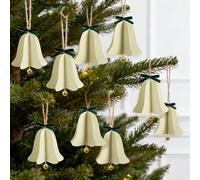 9 pièces Décoration pour Sapin de Noël, Ornements Cloches en 3D, Mini éventails en Papier à Suspendre avec clochettes, Ornements en Papier bohème pour la Maison, Cadeaux d'hiver, Noël