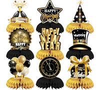 9 Pièces Décorations de Table pour Nouvel an, LMSHOWOWO Centres de Table en Nid d'Abeille de Nouveauté pour le Nouvelle Année, pour Décoration de fête du Nouvel An 2026 Fournitures de fête