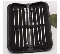 9 Pièces En Acier Inoxydable Point Noir Bouton Solvant Kit D'outils Aiguilles Acné Décapant Pores Profonds Nettoyage Soins De La Peau Extracteur Ensemble De Beauté