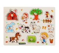 9 Pièces En Bois Happy Farm Puzzle Jigsaw Début De L'Apprentissage De Bébé, Les Jouets Des Enfants C