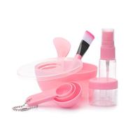 9 Pièces Ensemble de Bol de Masque Facial Rose en Pp Accessoires | Cuillère, Stick et Brosse, Couvercle, Flacon à Masque et Vaporisateur, Usage Cosmétique