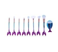 9 Pièces/Ensemble Dégradé Vert Sirène Pinceaux De Maquillage Dégradé Bleu Graisse Poisson Brosse
