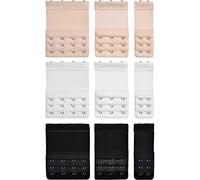 9 Pièces Extensions de Soutien-Gorge, Extension de Sangle de Soutien-Gorge Extensible Confortable pour Femmes, 3 Couleurs (3 Rangées x 2 Crochets, 3 Rangées x 3 Crochets, 3 Rangées x 4 Crochets)