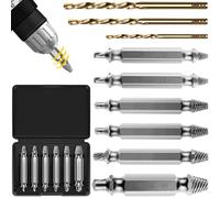 9 Pièces Extracteurs Vis Set avec 3 Forets, Kit Extracteur Vis Cassées HSS 6542, Outils Réparation Bricolage pour Percer & Enlever Les Vis Endommagées, Extracteurs Tourne Gauche Dureté HRC 63-65