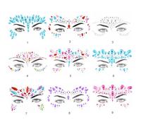 9 Pièces Femmes Tatouage Strass Visage, Los Accesorios de Maquillaje Facial, Ensembles de Gemmes de Visage, Para Maquillaje, Carnavales Musicales, Fiestas de Cumpleaños, y Manualidades DIY