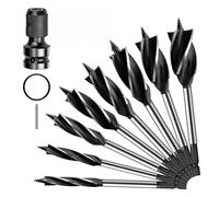 9 Pièces Foret Bois (10/16/18/20/22/25/32/35mm) Meche Bois à Quatre Arêtes de Coupe et Quatre Cannelures Fraise Boiss Auto-Perceur à Positionnement avec Tête Interchangeable pour le Forage en Boiss