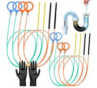 9 Pièces Furet Deboucheur Canalisation Flexible Set, Furet Canalisation Réutilisable Fil d'Acier, 8 Brosse Canalisations, 1 Gants, pour Déboucher les Canalisations des Cheveux.(81 CM, 90 CM, 130 CM)