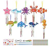 9 Pièces Kit Bricolage Enfant Carillons Eoliens en Bois Atelier Creatif