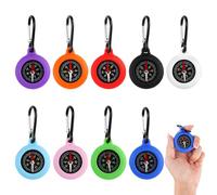 9 Pièces Mini Boussole Enfant, Multicolore Boussole Survie avec Mousqueton, Portable Imperméable Porte-Clés Boussole, Mini Boussole pour Randonnée, Camping, Enfants, Voyages, 9 Couleurs