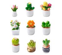 9 Pièces Mini Plantes, Plante Miniature Minuscules Fausses Plantes Vertes Pots de Fleurs Artificielles Maison de Poupée Accessoires de Meubles pour Jardin de Fées Maison Bureau Décoration